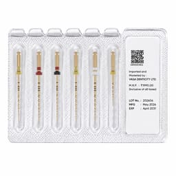 DentsMind DM-F1 NiTi Gold Rotary Files 31mm - Assorted (Pack of 6) - 3