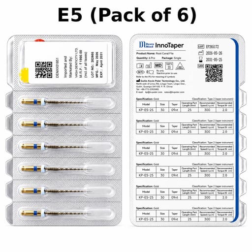 DentsMind InnoTaper NiTi Gold Rotary files - 25mm (Pack of 6)