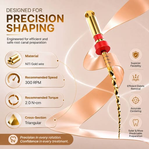DentsMind InnoTaper NiTi Gold Rotary files - 25mm (Pack of 6)