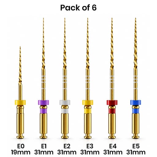 DentsMind InnoTaper NiTi Gold Rotary files - 31mm (Pack of 6)
