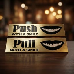 Unique Dents Acrylic Sign Plate - Pull With a Smile/Push With a Smile