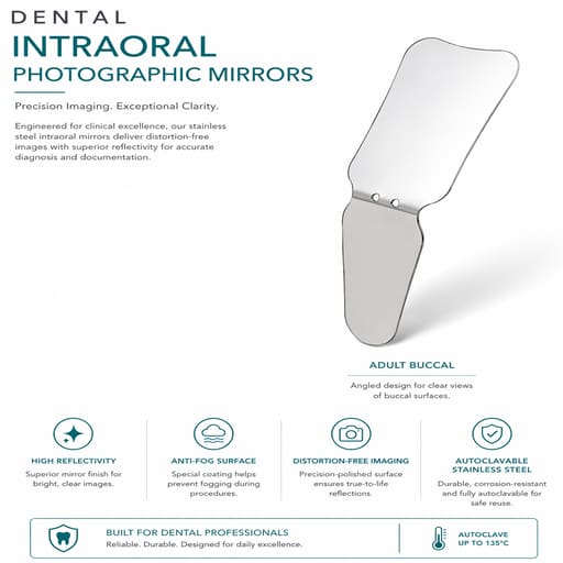 Dental Intraoral Photographic Mirrors - Adult Occlusal / Adult Buccal