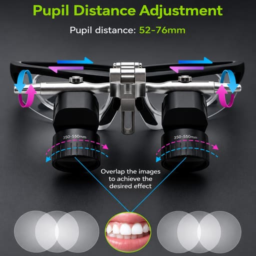 EndoKing Dental Surgical Loupes 4-6X Adjustable Magnification with LED Headlight