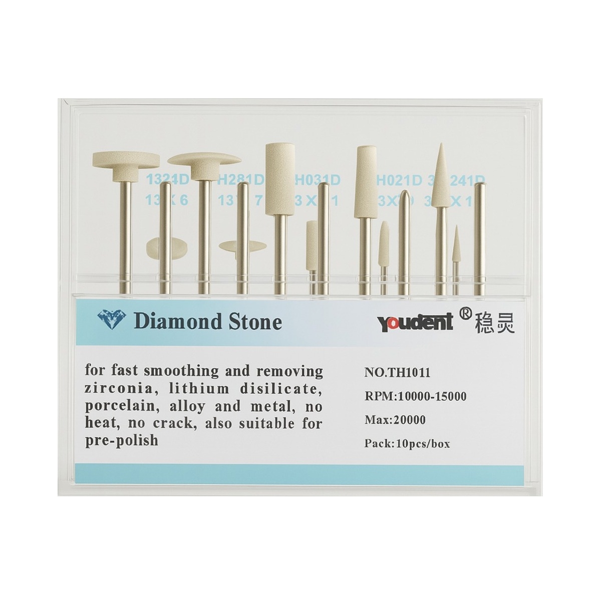 Youdent Diamond Stones For Zirconia, Ceramic, Porcelain & Metal HP (TH1011)