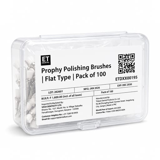 ET Dental Prophy Polishing Brushes | Flat Type | White | Pack of 100