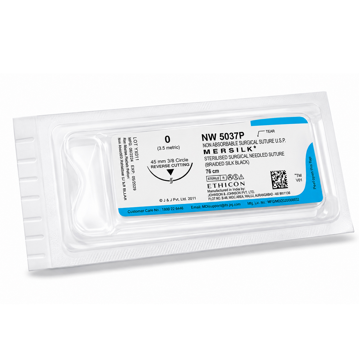 Ethicon Mersilk #0 Black Braided Suture2 - 76Cm (Nw5037P) Pack Of 1 