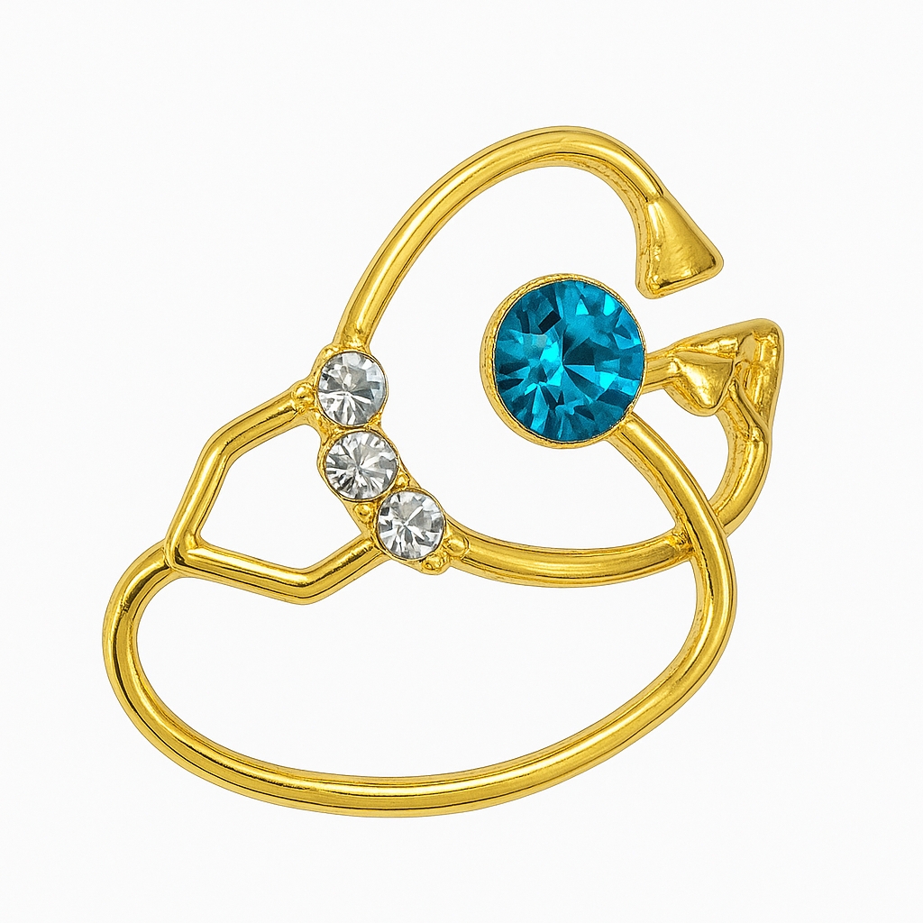 iDENTical Stethoscope With Diamonds Shape Brooch - Pack of 1 (ZYR-7804)