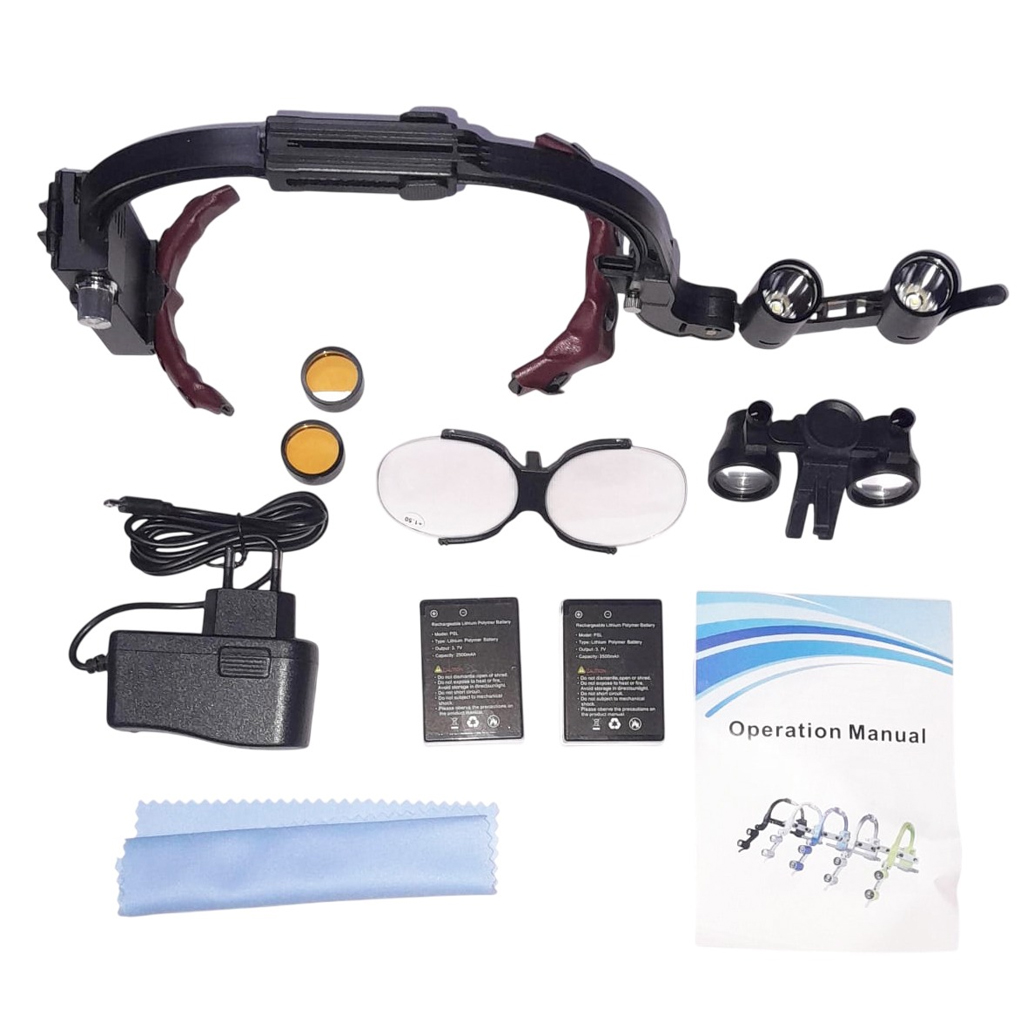 Waldent Head Mounted Double Light Magnifying Surgical Loupe - 2.5X (YT- DL04)