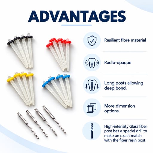 Fiber Post With 4 Drills ( Pack of 20 Posts )