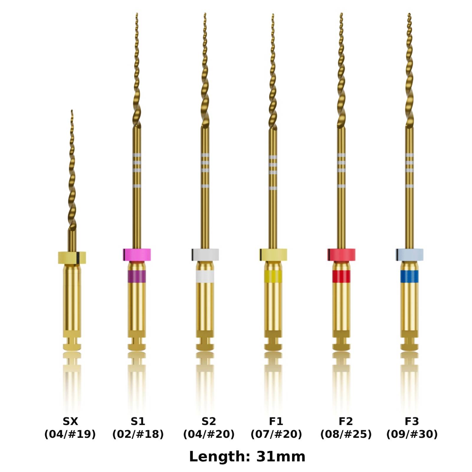 Waldent Premium Taper Gold Rotary Files - 31mm