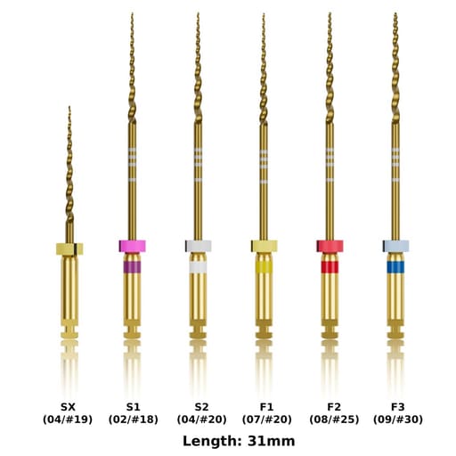 Waldent Premium Taper Gold Rotary Files - 31mm