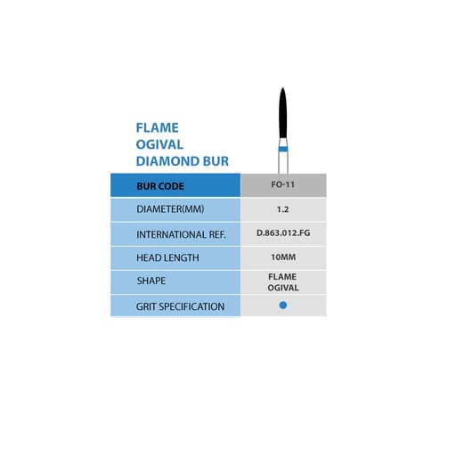 Frank Dental Flame Ogival FG Diamond Burs - Pack Of 10