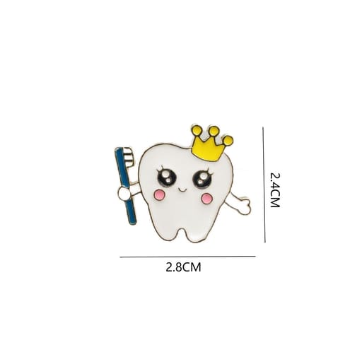 iDENTical Tooth With Crown & Toothbrush Shape Brooch Pack Of 1 (ZYR-7378)