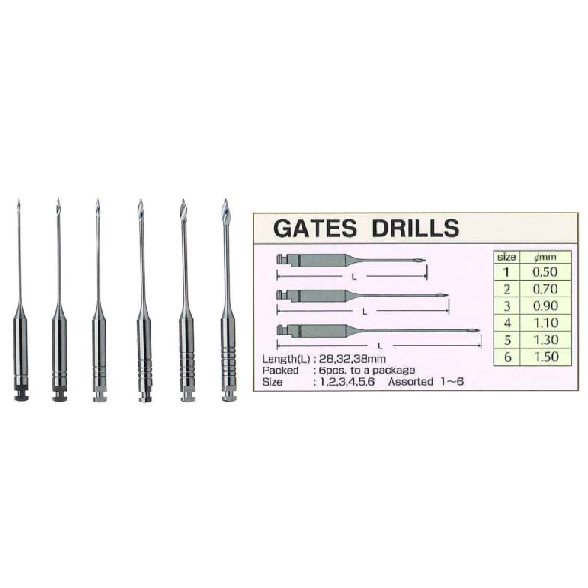 Mani Gates Drill 28Mm Assorted #1-6