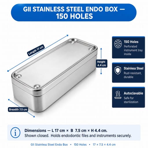 GII Endo Box Stainless Steel - 150 Holes