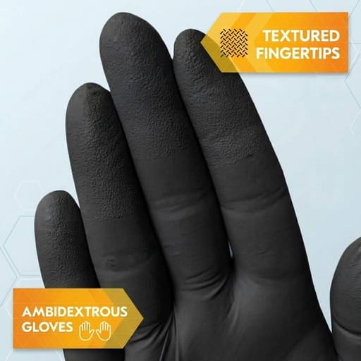Palmtex Pro Nitrile Gloves Black - Large (Pack of 100)