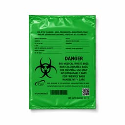 GRV's Non-Chlorinated Biomedical Waste Collection Disposable Bags Large - Green (Biodegradable 47cm x 88cm)