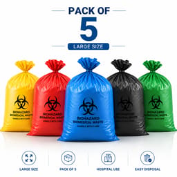 GRV's Non-Chlorinated Biomedical Waste Collection Disposable Bags - Large (Pack of 5) - 12