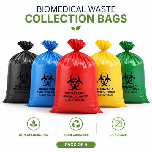 GRV's Non-Chlorinated Biomedical Waste Collection Disposable Bags - Large (Pack of 5)