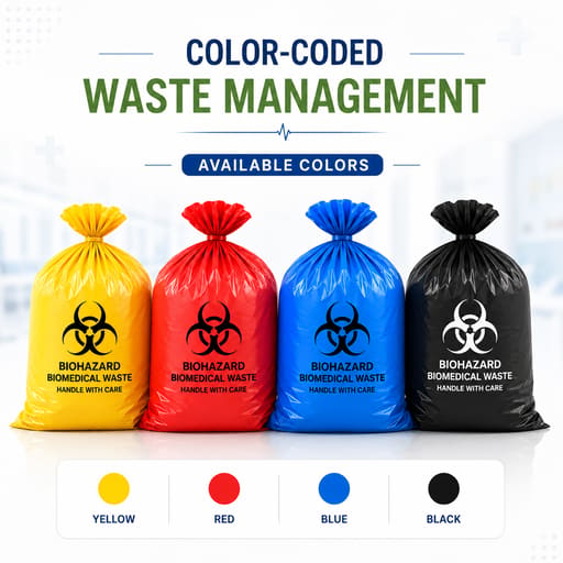 GRV's Non-Chlorinated Biomedical Waste Collection Disposable Bags - Medium (Pack of 8)