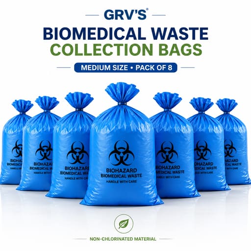 GRV's Non-Chlorinated Biomedical Waste Collection Disposable Bags - Medium (Pack of 8)