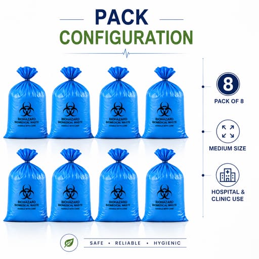 GRV's Non-Chlorinated Biomedical Waste Collection Disposable Bags - Medium (Pack of 8)