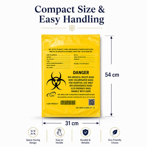 GRV's Non-Chlorinated Biomedical Waste Collection Disposable Bags - Small (Pack of 16)