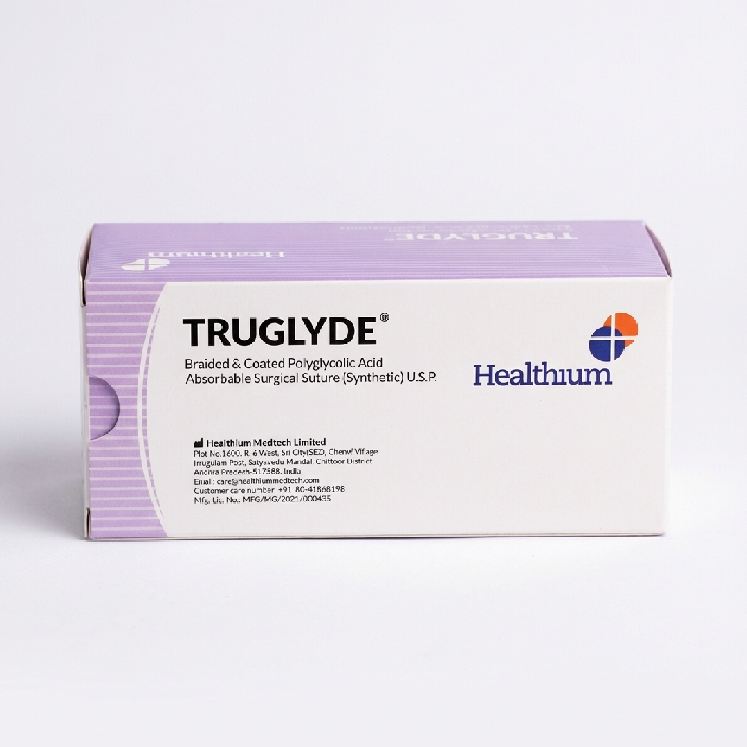 Healthium Truglyde #5-0 Braided Coated Polyglycolic Acid Synthetic Absorbable Suture (SN 2493)