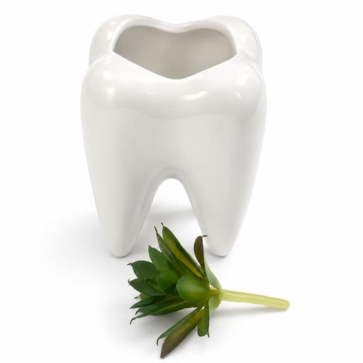 iDENTical Ceramic Tooth Planter with Artificial Succulent Plant