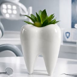 iDENTical Ceramic Tooth Planter with Artificial Succulent Plant - 6