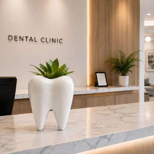 iDENTical Ceramic Tooth Planter with Artificial Succulent Plant