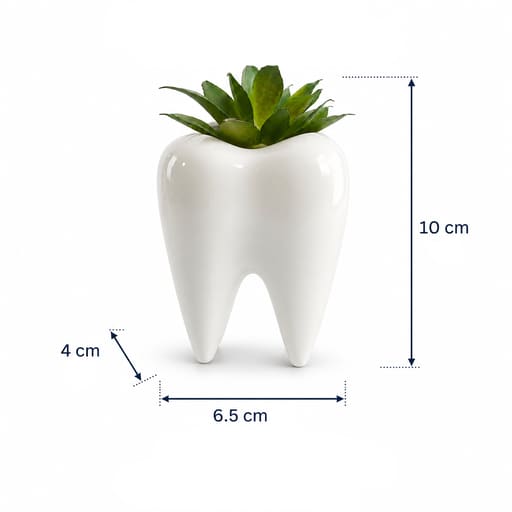 iDENTical Ceramic Tooth Planter with Artificial Succulent Plant