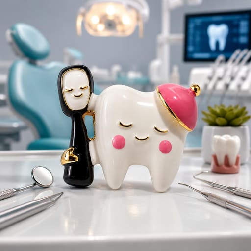 iDENTical Tooth With Pink Cap & Toothbrush Shape Brooch Pack of 1 (ZYR-4060)