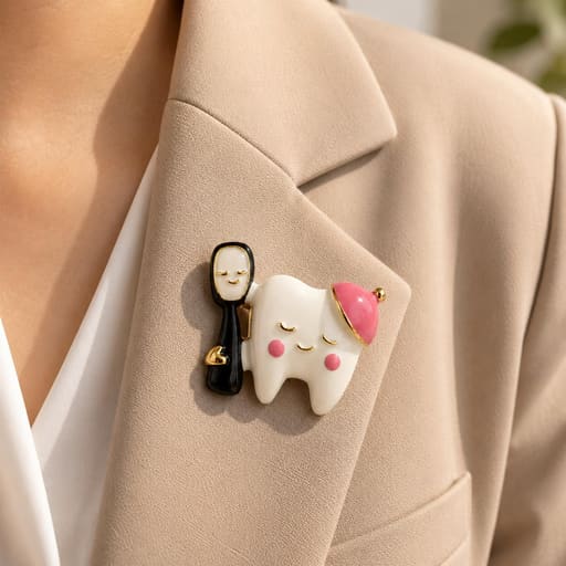 iDENTical Tooth With Pink Cap & Toothbrush Shape Brooch Pack of 1 (ZYR-4060)