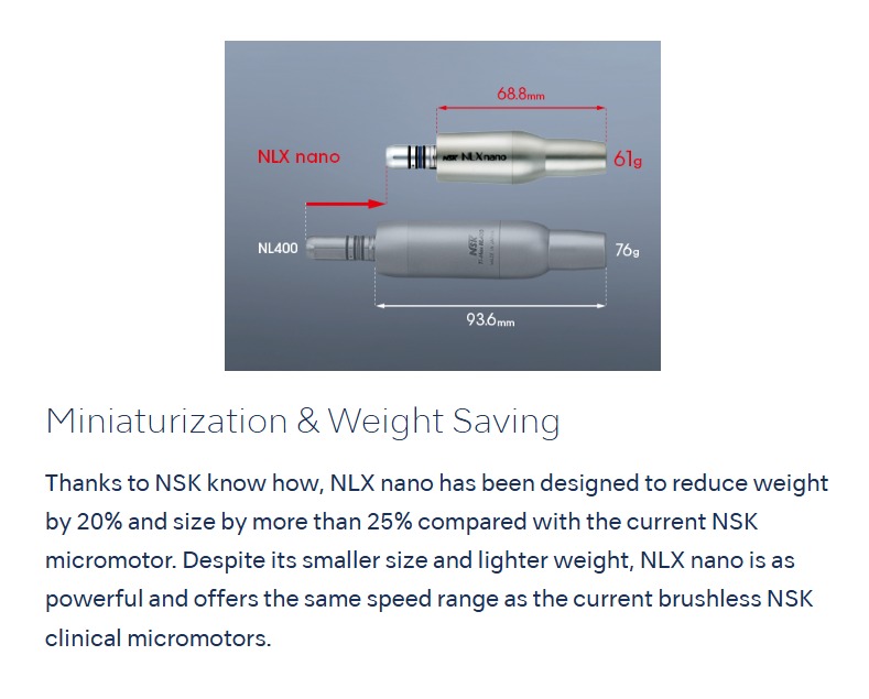 NSK NLX Nano Brushless Fiber Optic Table Top Micromotor Without M95 H/P