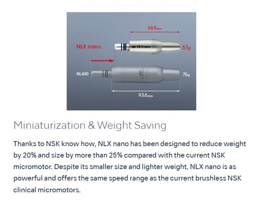 NSK NLX Nano Brushless Fiber Optic Tabletop Micromotor (Y1001362)