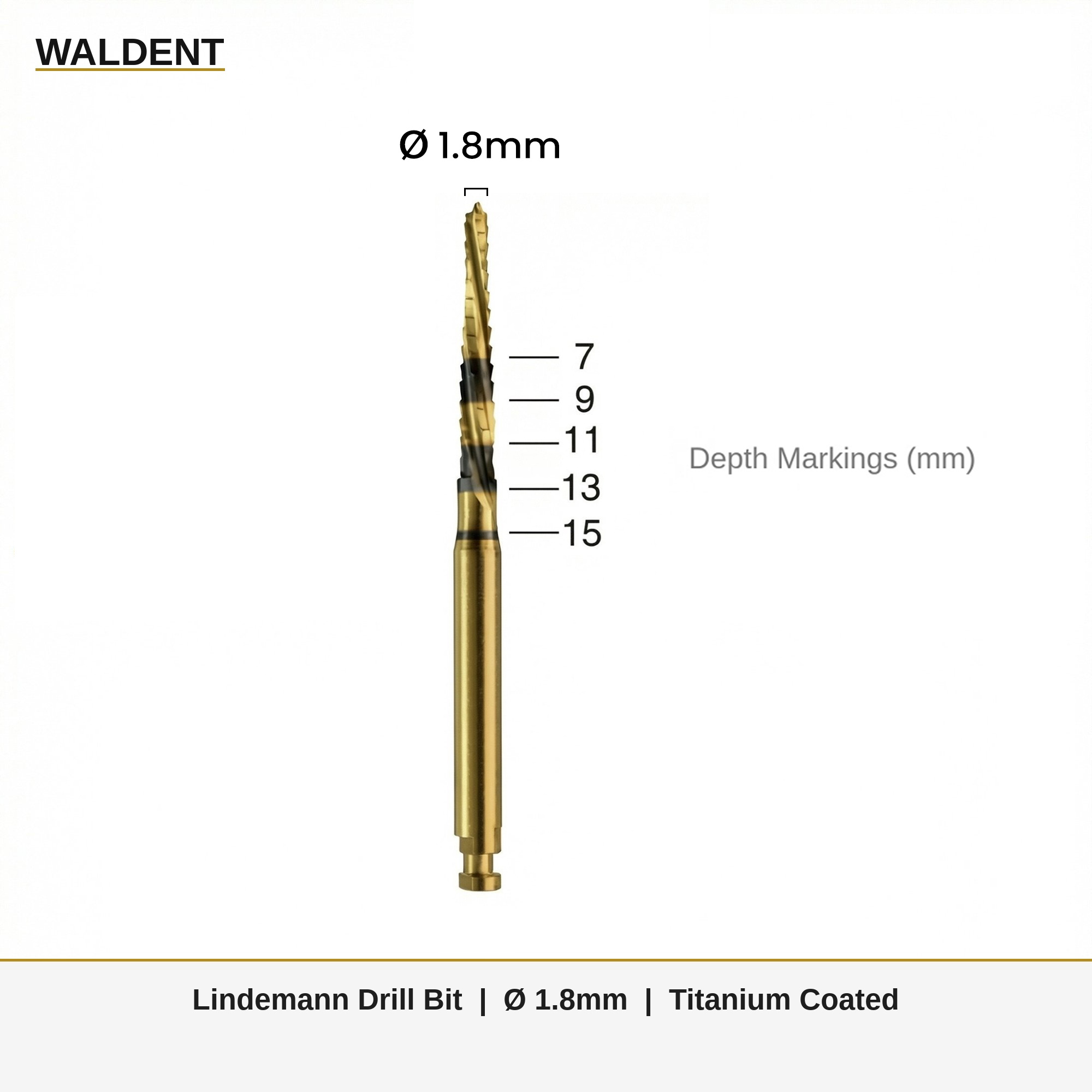 Waldent Lindemann Drill Bit 1.8mm Titanium Coated 19/108