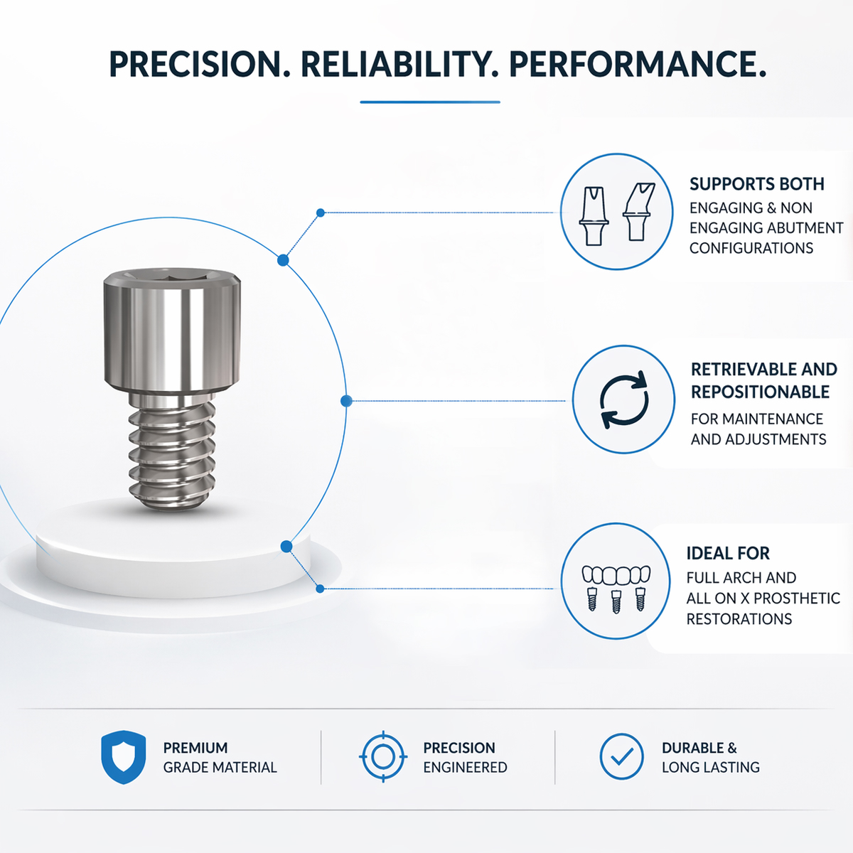 Mediden Neodent Implant Compatible Multi Unit Titanium Abutment Screw (NGMUS) (Pack of 10)