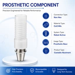 Dentaltech Nobel Active NP Compatible Non-Hex CCM Castable Abutment - 6