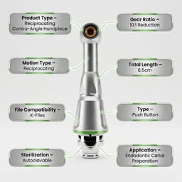 Waldent 10:1 Reduction Reciprocation Handpiece For Endomotor (K-File Compatible) - 7