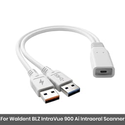 Waldent BLZ IntraVue 900 Ai Intraoral Scanner USB Type C to Two USB Type A Connector Cable