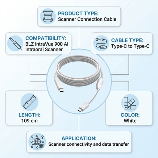 Waldent BLZ IntraVue 900 Ai Intraoral Scanner Connection Cable (Type C to Type C)