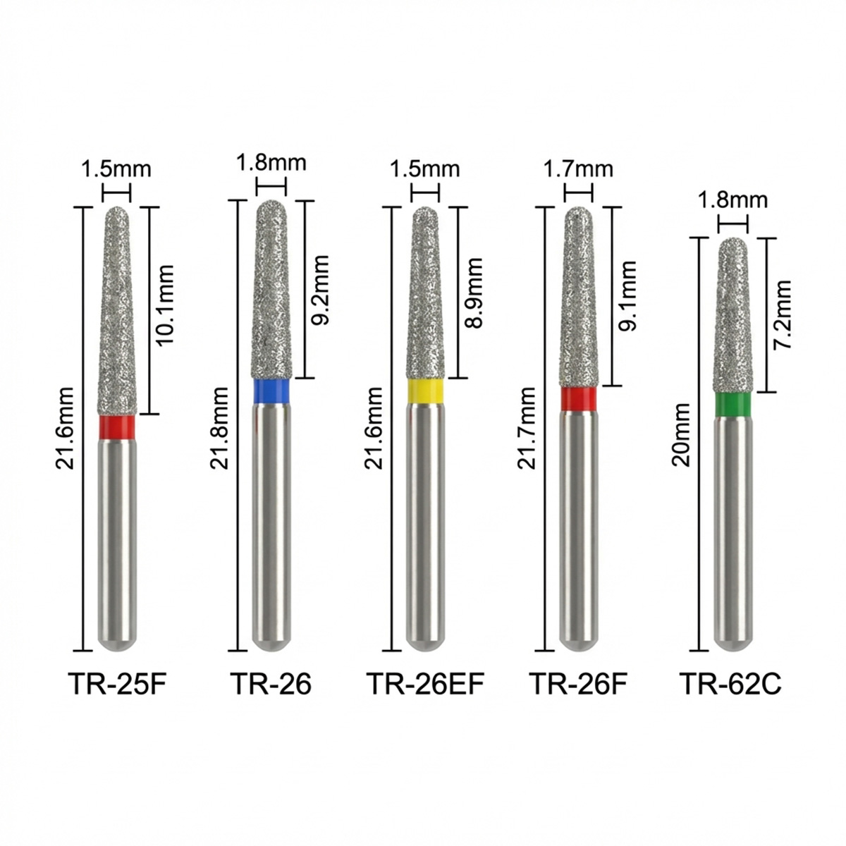 Mani Diamond Airotor Burs - Taper Round End / Tr Series