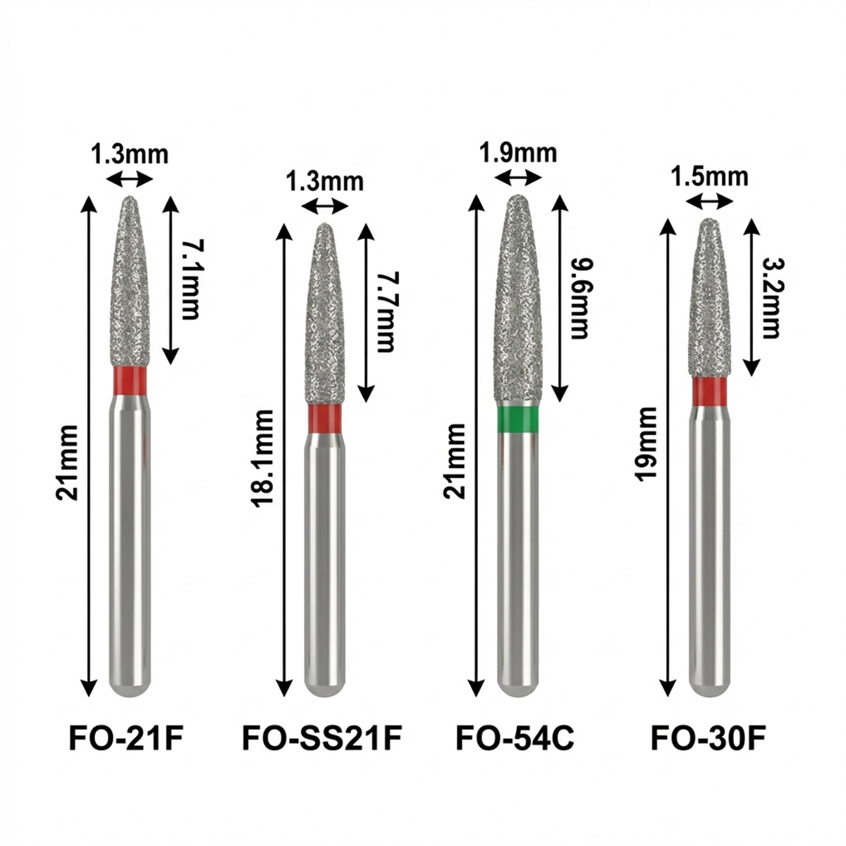 Mani Diamond Burs - Flame Ogival End / Fo Series