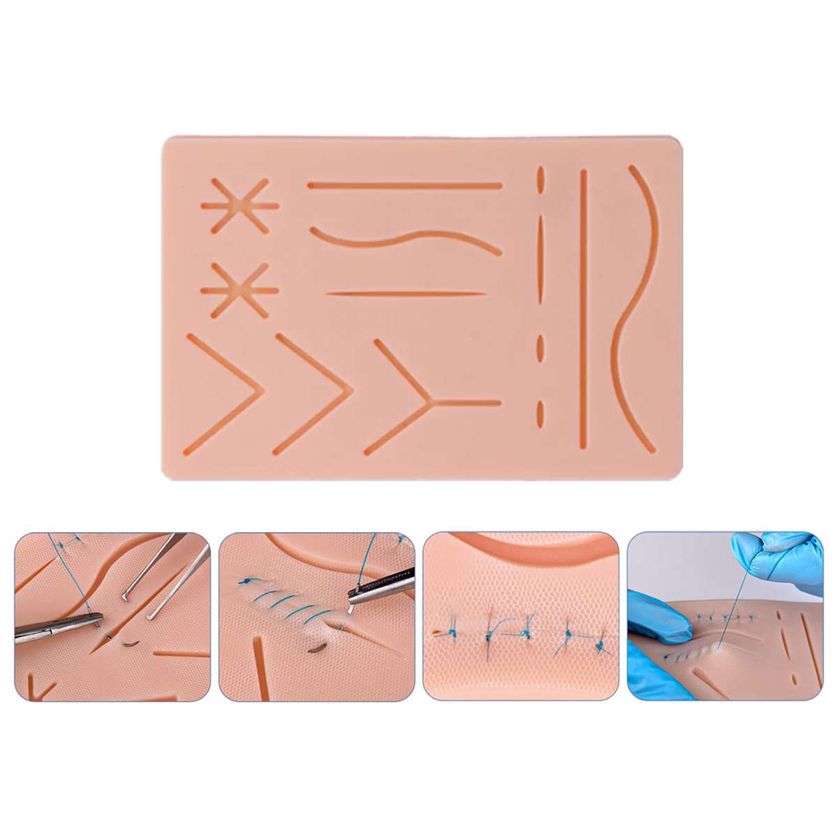 iDENTical Silicone Suture Practice Pad with 14 Pre-cuts- Type E