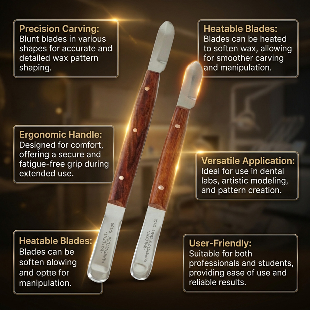 Waldent Fahnenstock Wax Knife Spatulas