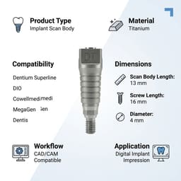 Dentaltech Scan body - Dentium Superline | DIO | Cowellmedi | MegaGen | Dentis | implantswiss Compatible - 6
