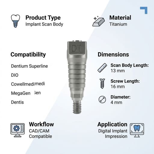 Dentaltech Scan body - Dentium Superline | DIO | Cowellmedi | MegaGen | Dentis | implantswiss Compatible