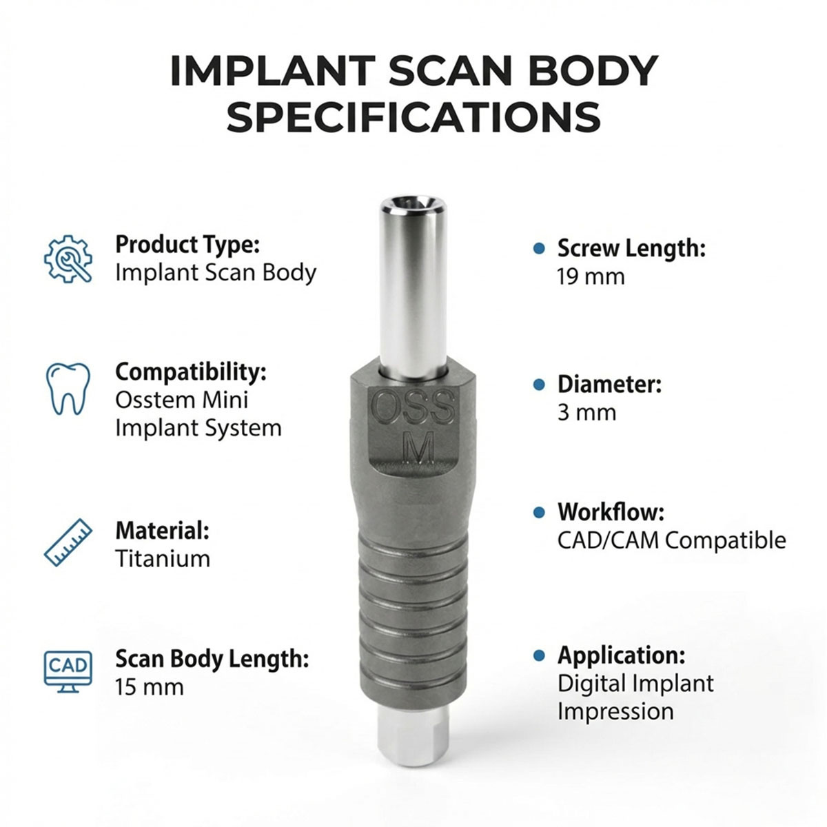 Dentaltech Scan body Mini - Osstem Mini Implant Compatible
