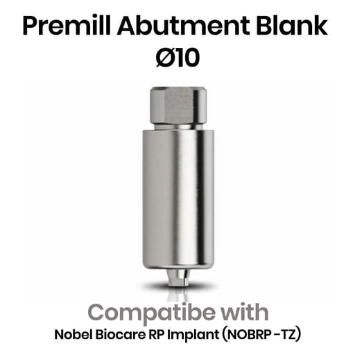 Dentaltech Premill Abutment Blank - Nobel Biocare RP Implant Compatible (NOBRP -TZ)